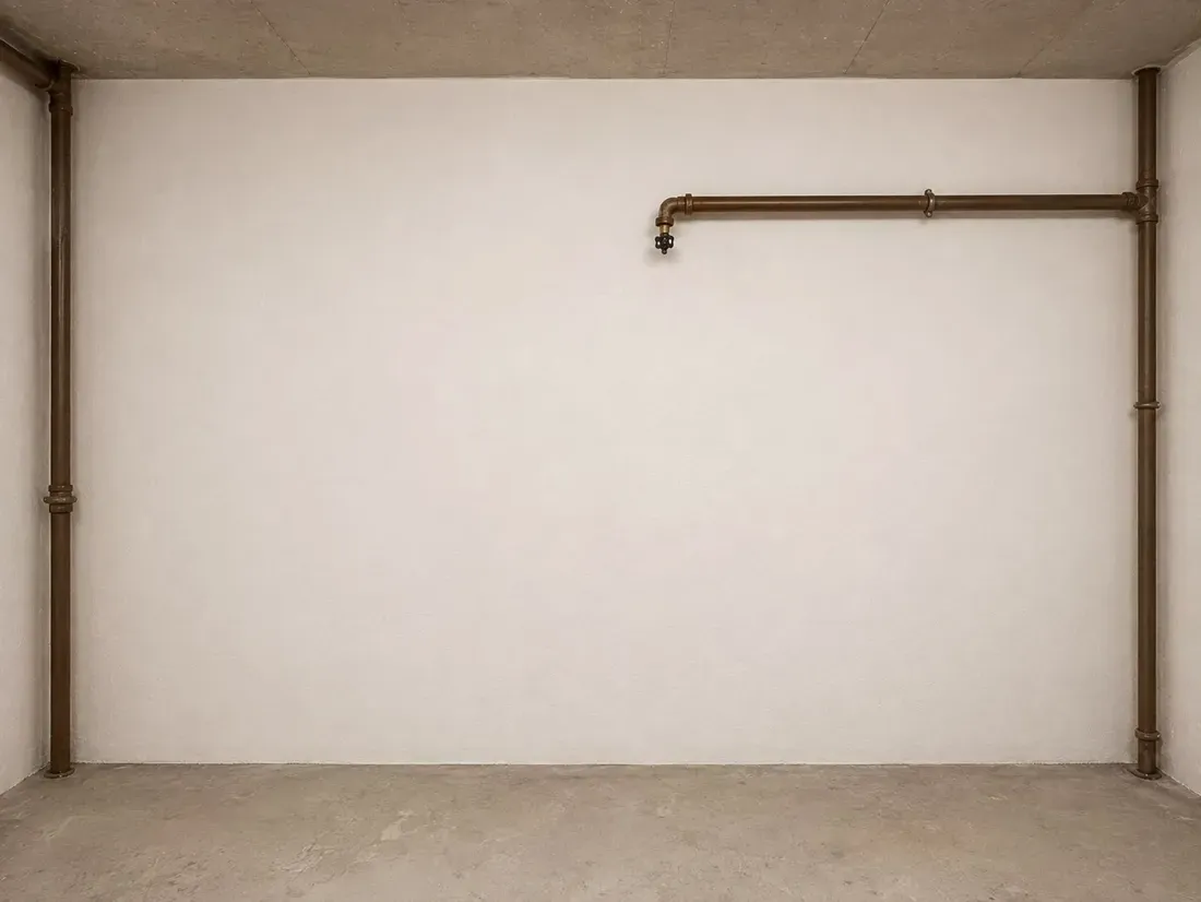 Nachher: Kellerwand mit Bohrlochreihen der Horizontalsperre vor und nach der Sanierung